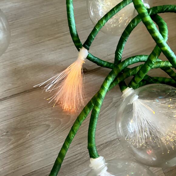 VTG FiberOptic 8 Lead Ball Christmas Tree Wired Ornaments Enchanted Forest 2 Set - Picture 11 of 12